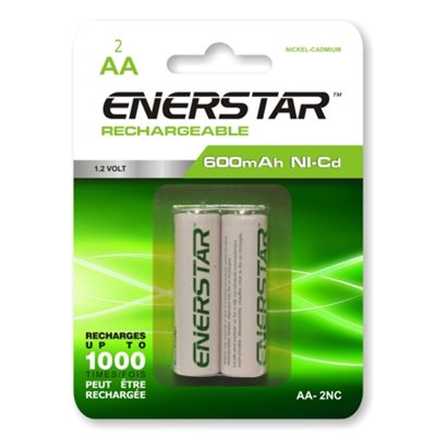 EnerStar "AA" Rechargeable Ni-cd Batteries ~ 2/pk-0