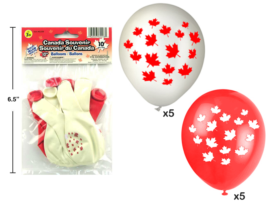 Canada Maple Leaf Printed Balloons - 9" ~ 10 per pack-0