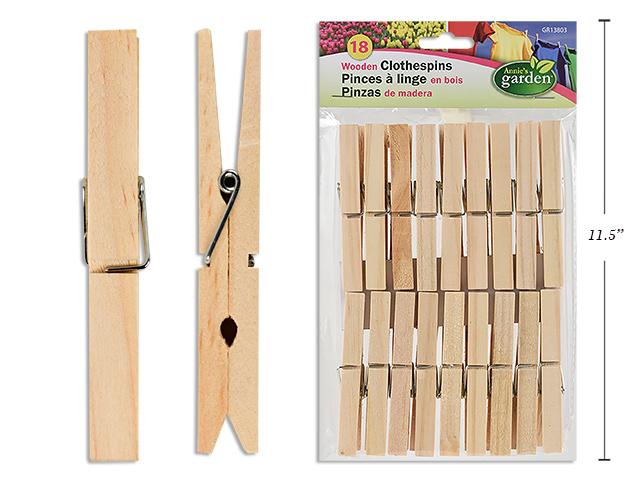 Jumbo Wooden Clothes Pins ~ 18 per pack-0