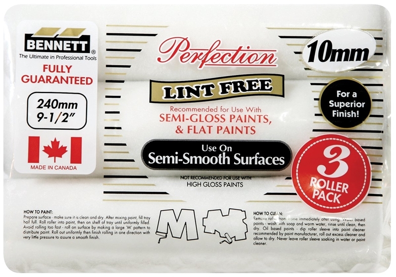 Bennett Perfection Paint Roller for 9-1/2" Cage ~ 10mm {3/8"} Pile ~ 3 per pack-0