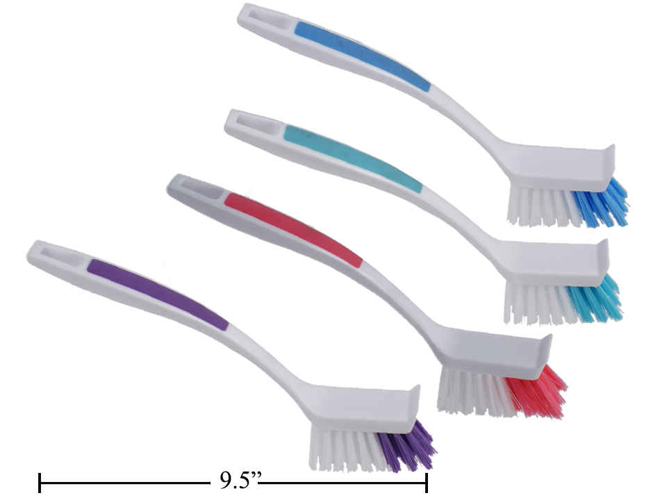 Plastic Scrubbing Brush with Long Handle and Scraper-0