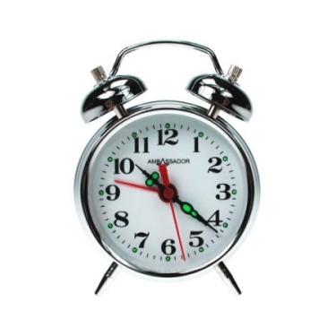 Stainless Steel Keywind Alarm Clock w/Double Bells ~ Large-0