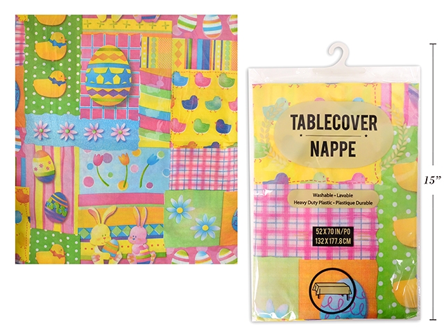 Easter Heavy Duty Plastic Flannel Backed Tablecover ~ 52" x 70"-0