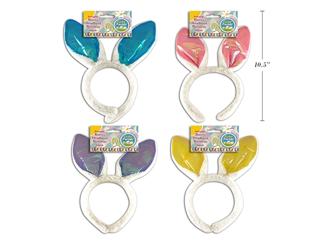 Easter Plush Iridescent Bunny Ears Headband ~ 11"-0