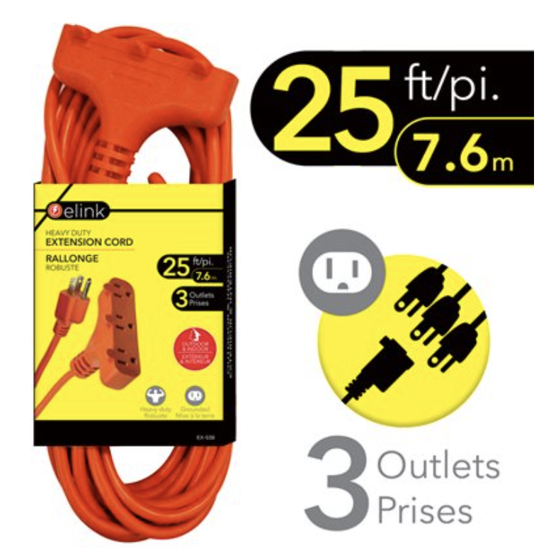 Outdoor Extension Cord w/3 Outlets ~ 25'-0