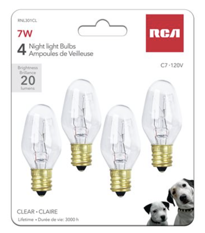 RCA Night Light Bulbs - 4 per pack ~ Clear-0