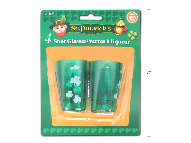 St. Patrick's Day Plastic Shot Glasses ~ 4 per pack-0