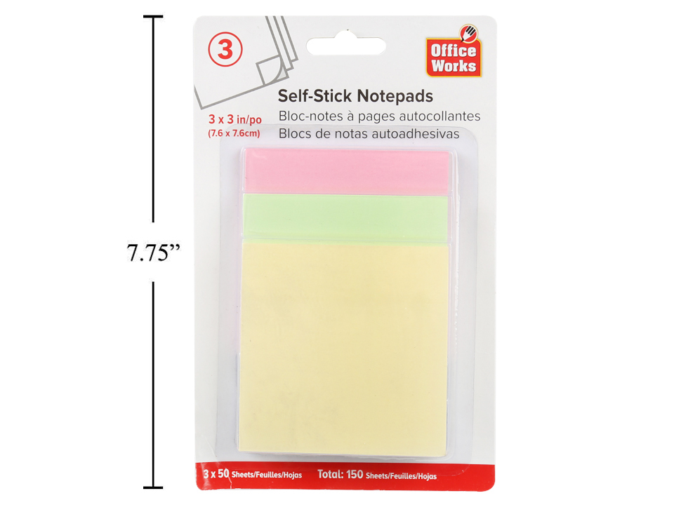 Self-Stick Notepads - 3" x 3" ~ 3 per pack-0