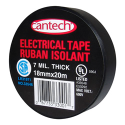 Cantech Black Vinyl Electrical Tape ~ 20m x 6 rolls-0