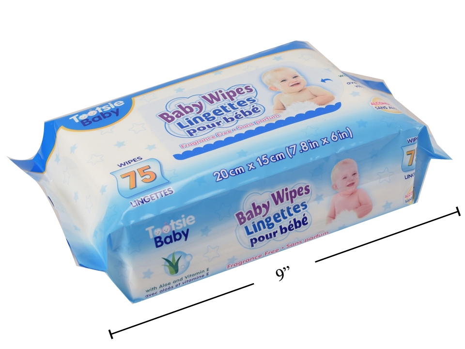 Tootsie Baby Unscented Wipes - Alcohol Free ~ 75 per pack-0