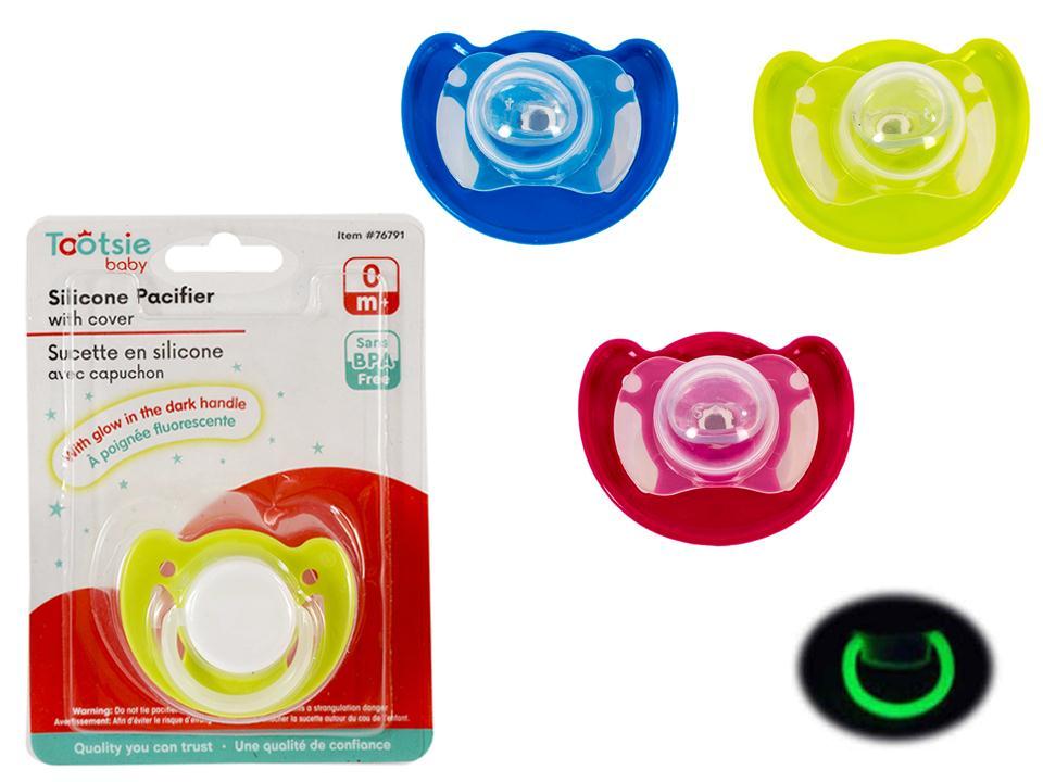 Tootsie Baby Silicone Pacifier w/Cover - Glow in the Dark-0