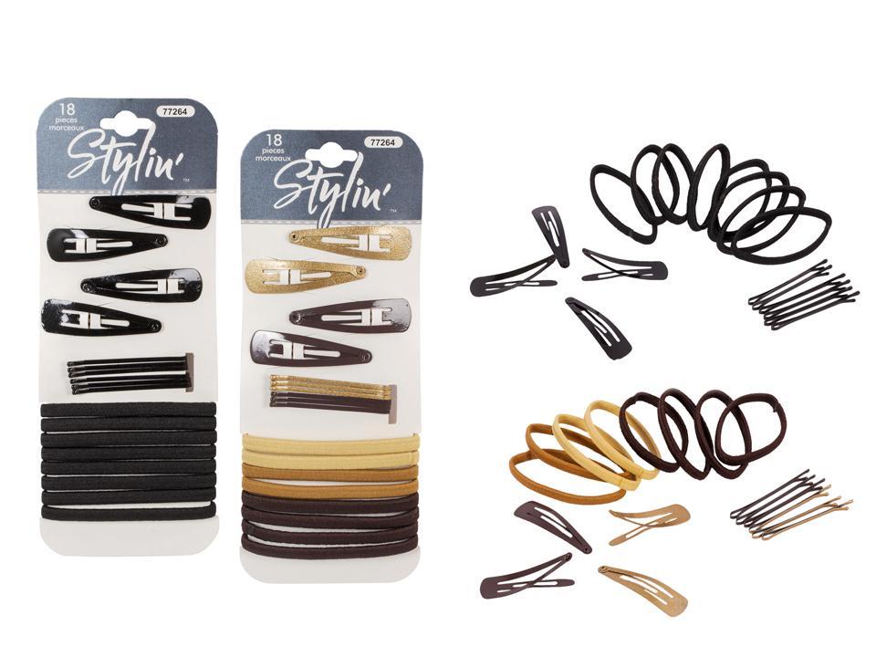 Stylin Value Pack Hair Stylers ~ 4 Barrettes, 6 Bobby Pins, 8 Ponyholders-0