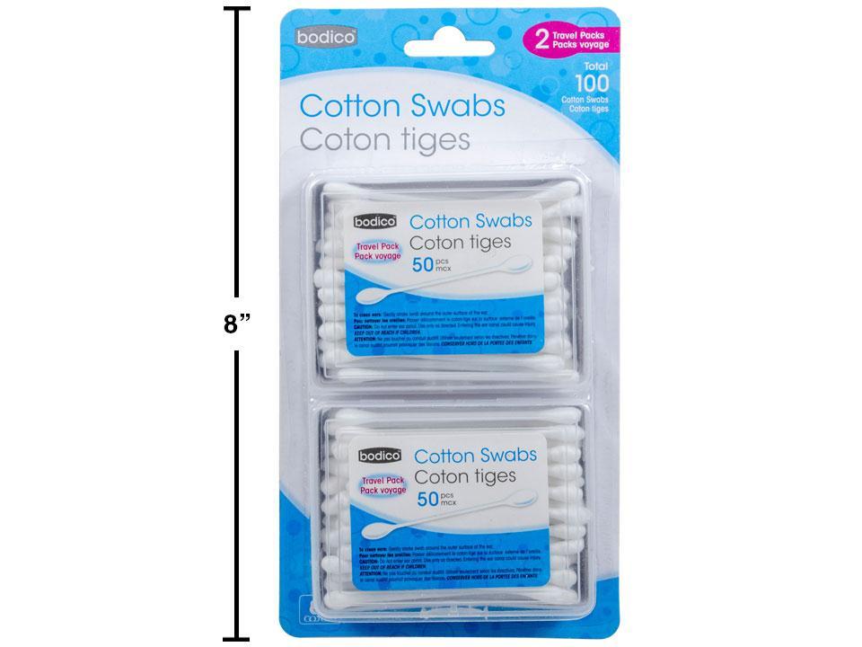 Bodico Cotton Swabs in Plastic Carrying Case ~ 50 per pack x 2 packs-0