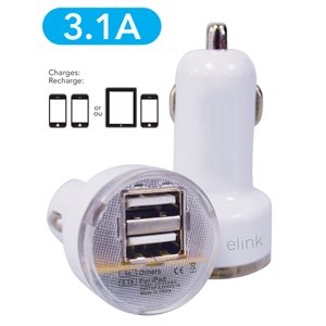 eLink Dual Universal USB Car Charger ~ 2.1A-0