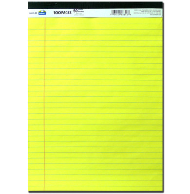 Legal Pad - Yellow Paper - 8.5" x 11.75" - 100 sheets ~ SOLD 12 PADS PER SLEEVE-0