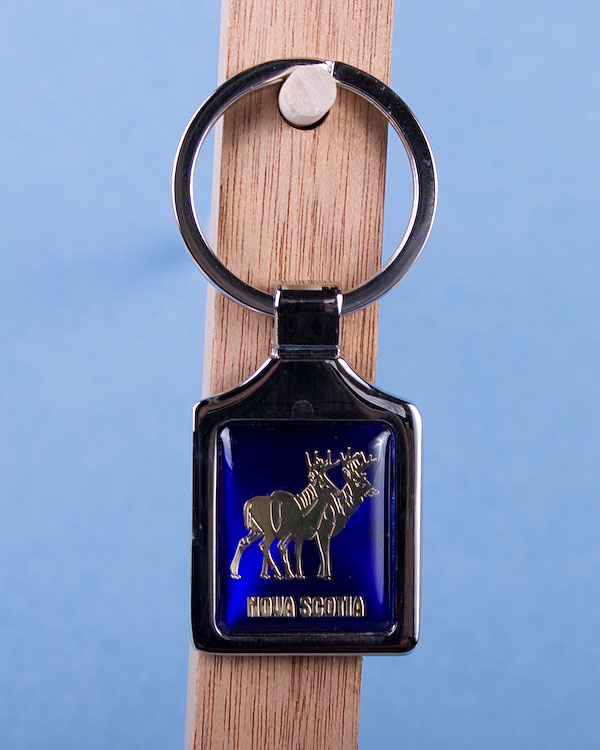 Nova Scotia Deer Keychain w/Glossy Blue Background-0