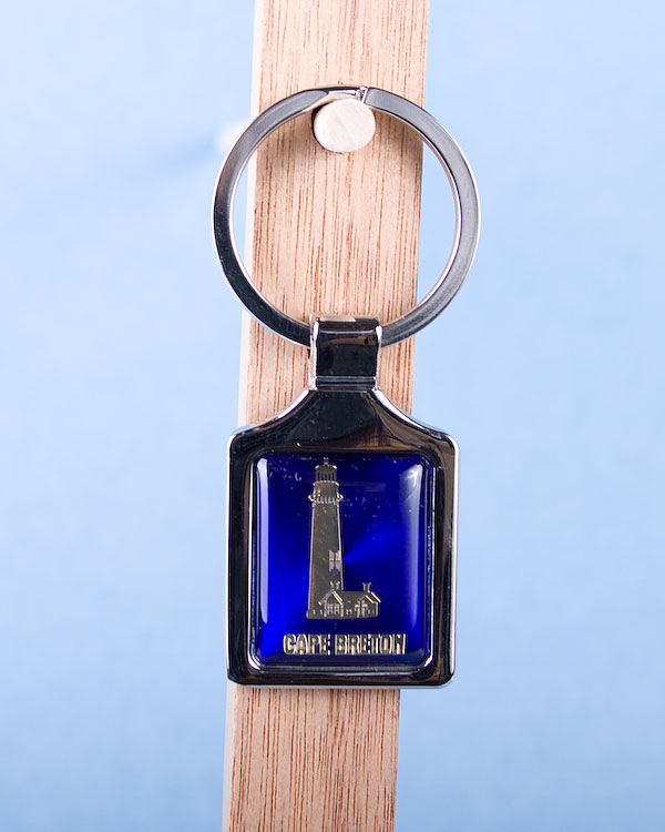 Cape Breton Lighthouse Keychain w/Glossy Blue Background-0