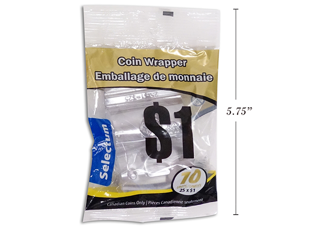Plastic Coin Wrappers - $1 (Loonie) ~ 10 per bag-0