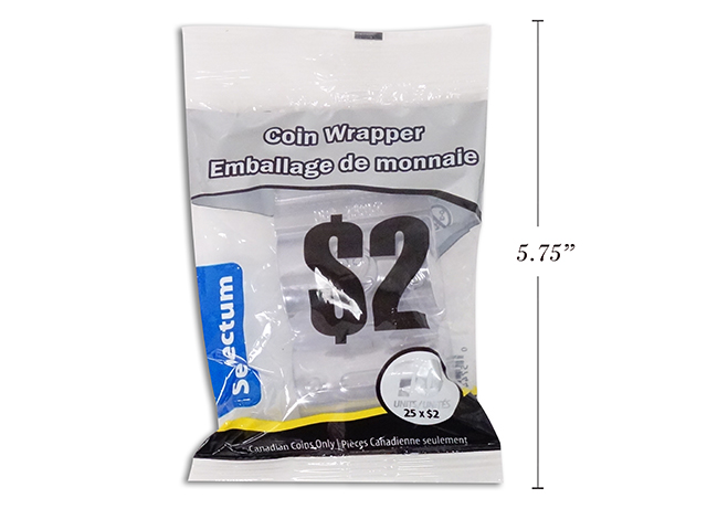 Plastic Coin Wrappers - $2 (Toonie) ~ 10 per bag-0