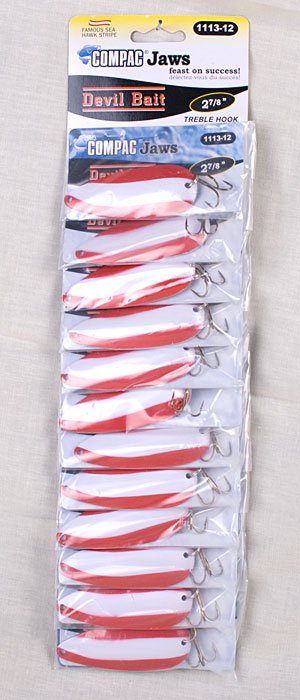 Compac Red & White Devil Bait ~ 2-7/8" ~ 12 per card-0
