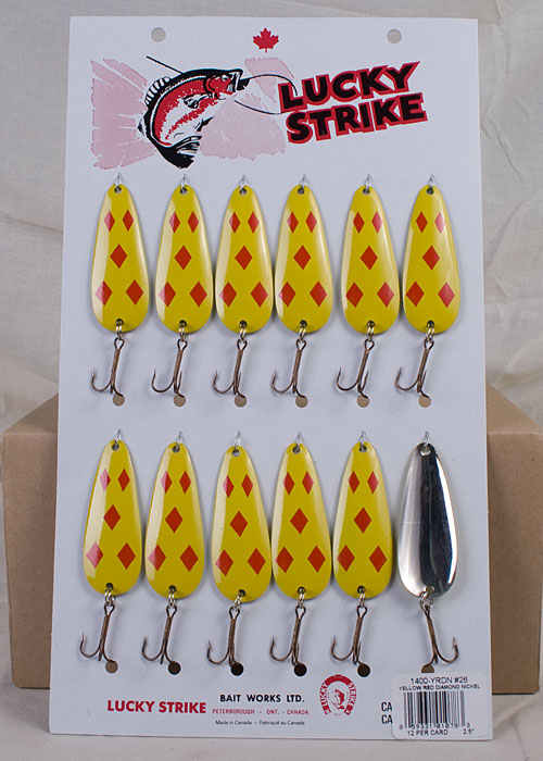 Lucky Strike Devil Bait 2.5" ~ Yellow & Red Diamonds / /Nickel-0