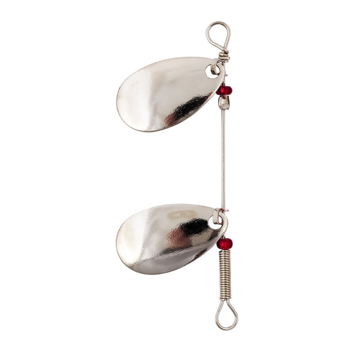Lucky Strike Double Indiana Blade Spinners - 2 per card ~ Size 3 - NICKEL-0