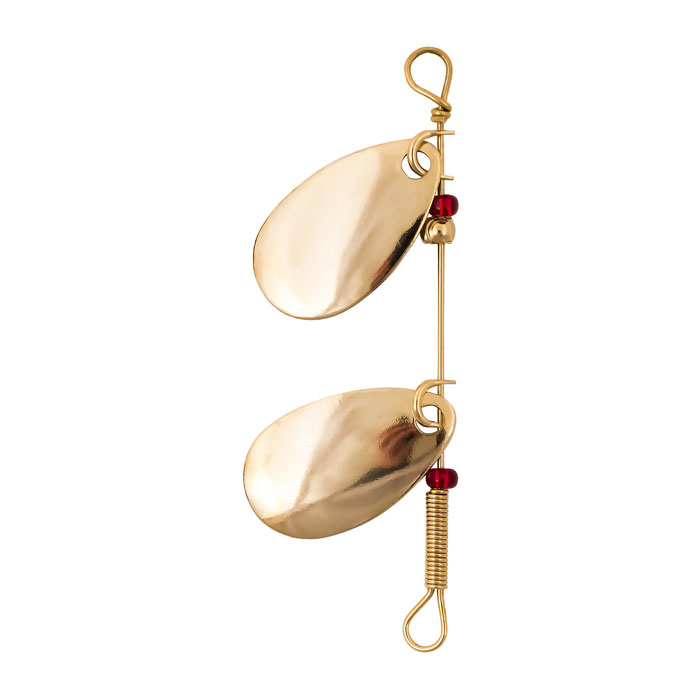 Lucky Strike Double Indiana Blade Spinners - 2 per card ~ Size 2 - GOLD -0