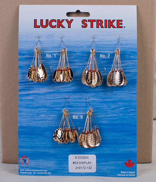Lucky Strike #53 - Single Hammered Gold Oval Spinners ~ 6 dozen per display-0