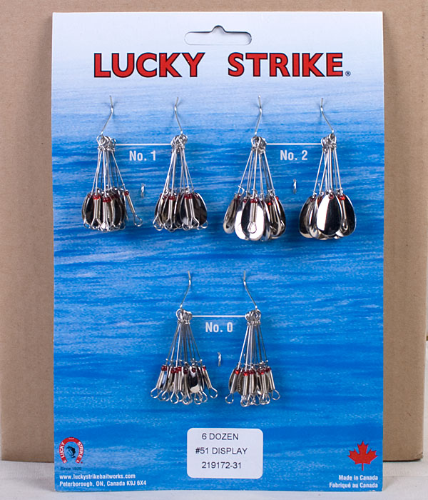 Lucky Strike #51 - Single Nickel Oval Spinners ~ 6 dozen per display-0
