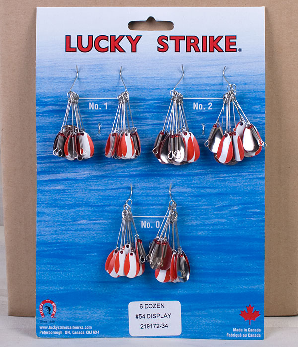 Lucky Strike #54 - Red & White Oval Spinners ~ 6 dozen per display-0