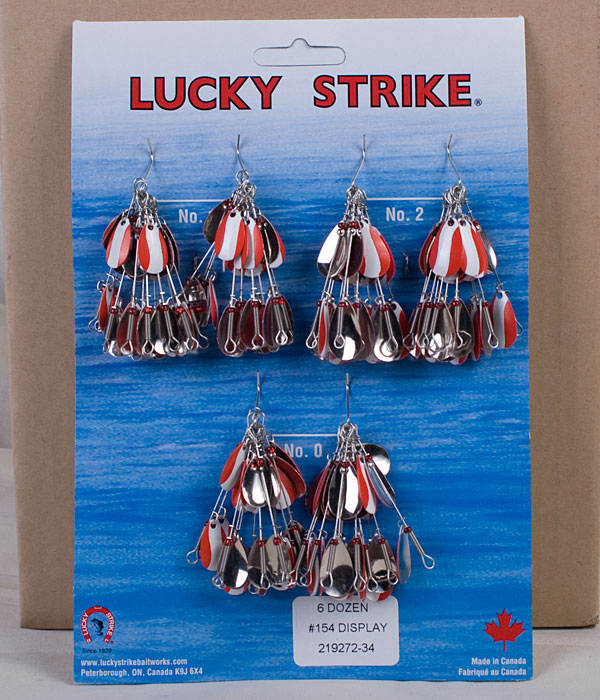 Lucky Strike #154 - Double Red & White Oval Spinners ~ 6 dozen per display-0