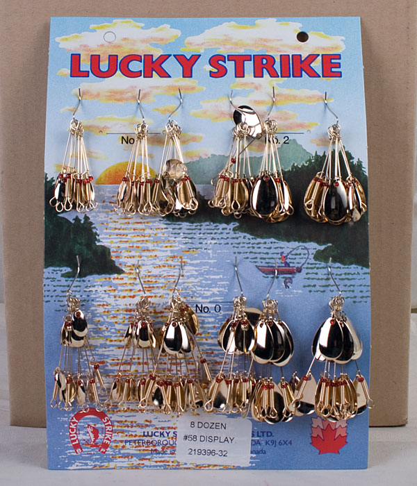 Lucky Strike #58 - Single & Double Gold Oval Spinners ~ 8 dozen per display-0