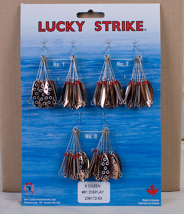 Lucky Strike #81 - Single Black Spot Willowleaf Spinners ~ 6 dozen per display-0