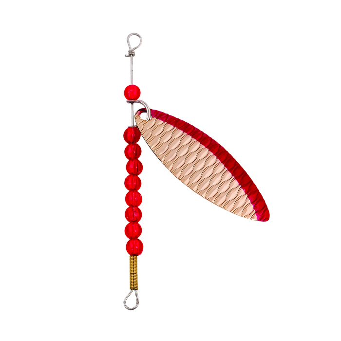 Lucky Strike Single Willow Leaf Large Spinners - 2 per card ~ #195 Hammered Gold Red-0