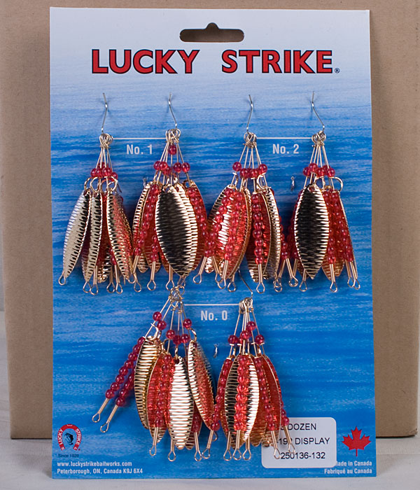 Lucky Strike #192 - Hammered Gold Large Willowleaf Spinners ~ 3 dozen per display-0