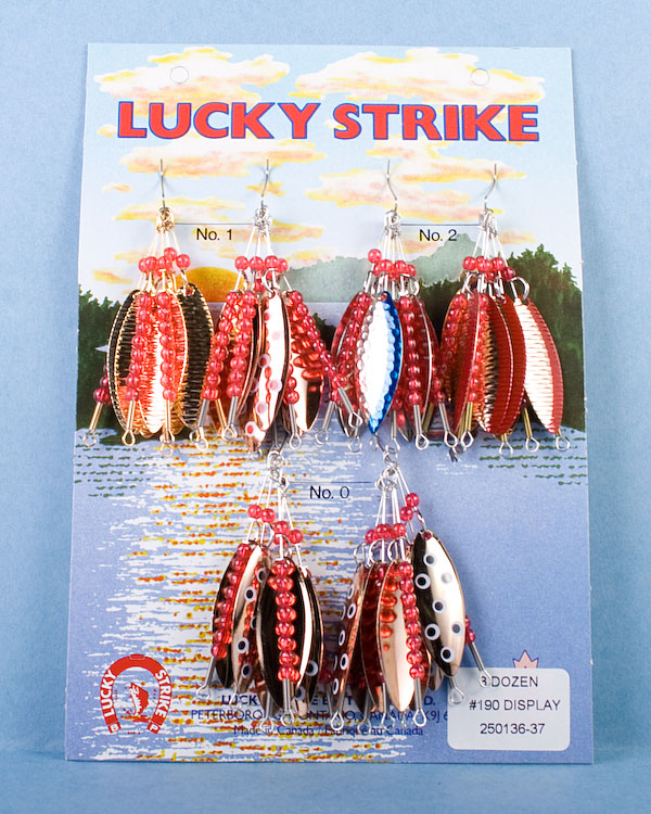 Lucky Strike #190 - Assorted Large Willowleaf Spinners ~ 3 dozen per display-0