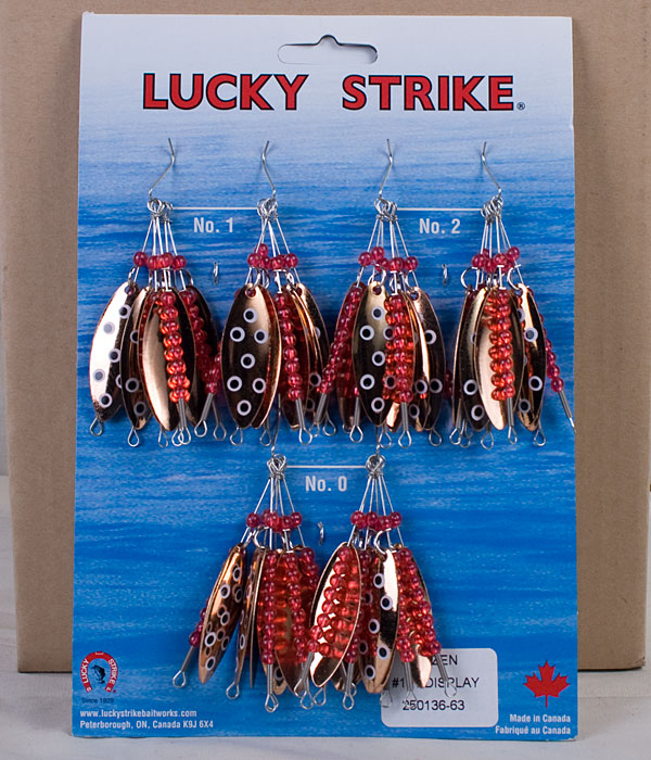 Lucky Strike #191 - #81 Black Spot Large Willowleaf Spinners ~ 3 dozen per display-0