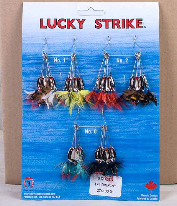 Lucky Strike #74 - Single Oval Spinner w/Fly ~ 3 dozen per display-0