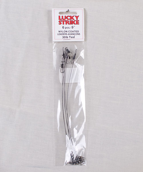 Lucky Strike Black Nylon Coated Leaders ~ 9"-0