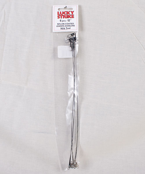 Lucky Strike Black Nylon Coated Leaders ~ 12"-0