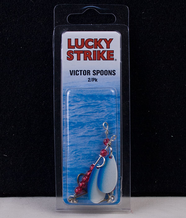 Lucky Strike Victor Spoon 1" Pearl / Blue Stripe ~ 2 per pack-0