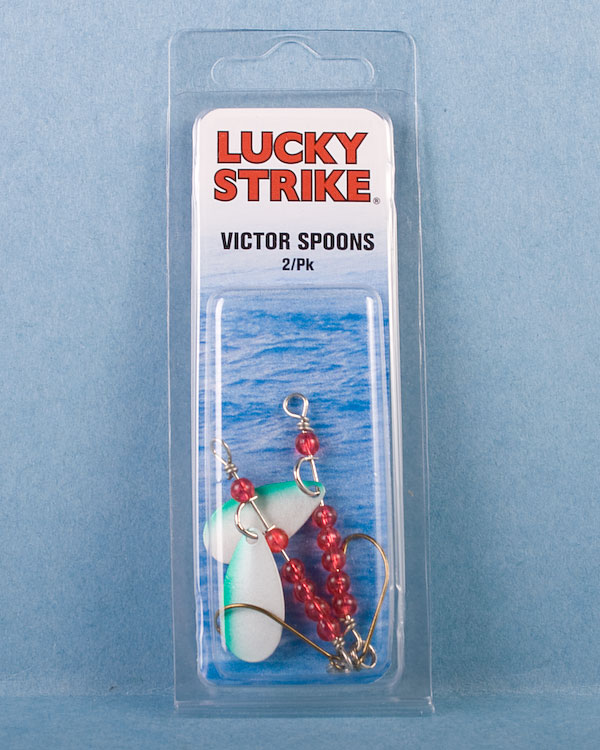 Lucky Strike Victor Spoon 1" Pearl / Green Stripe ~ 2 per pack-0
