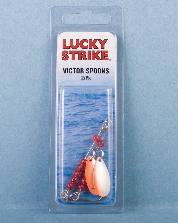 Lucky Strike Victor Spoon 1" Pearl / Orange Stripe ~ 2 per pack-0