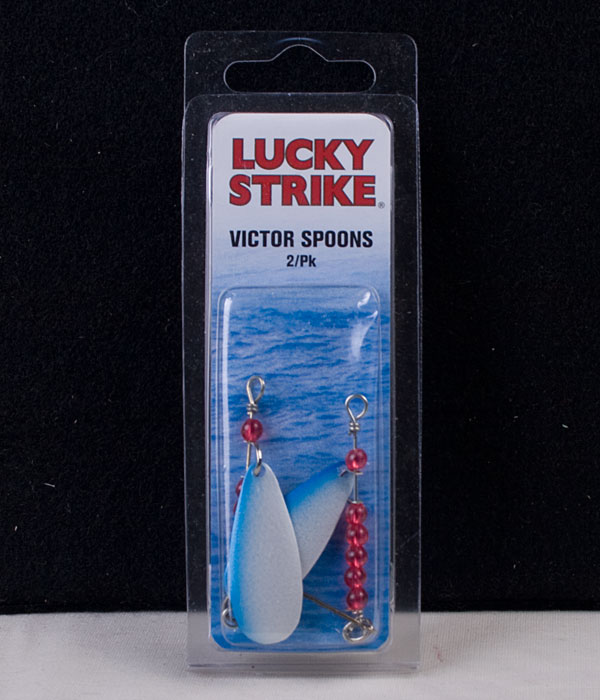Lucky Strike Victor Spoon 1-1/2" Pearl / Blue Stripe ~ 2 per pack-0
