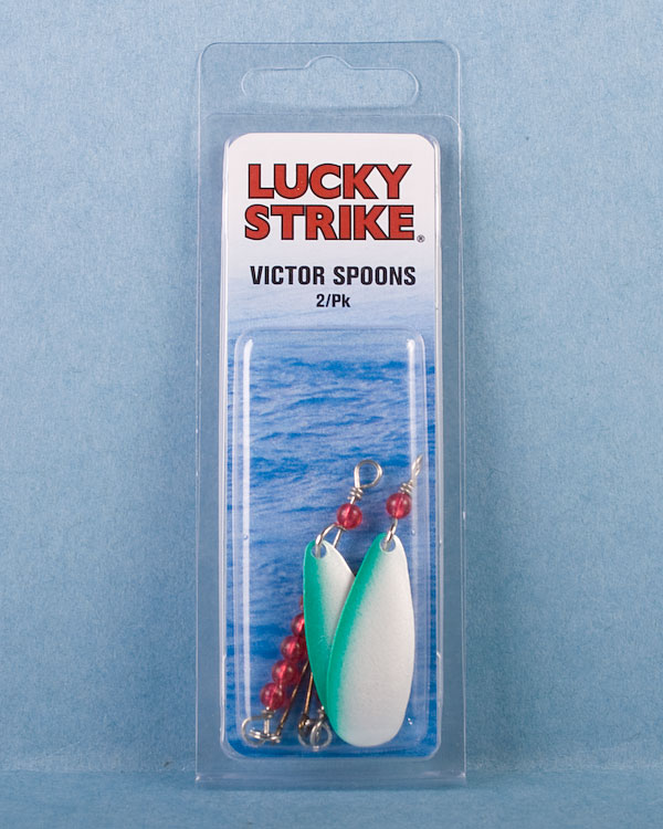 Lucky Strike Victor Spoon 1-1/2" Pearl / Green Stripe ~ 2 per pack-0