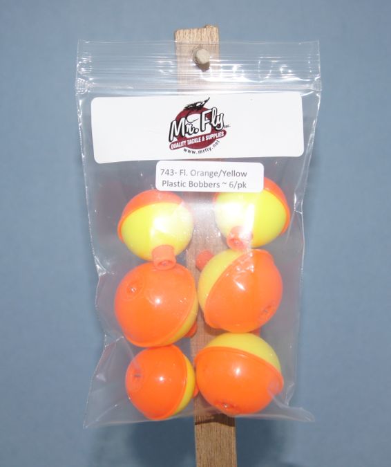 Assorted Fluorescent Orange & Yellow Plastic Bobbers ~ 6 per pack-0