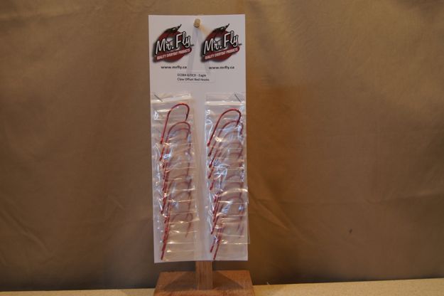 Eagle Claw Plain Shank Offset Red Hooks ~ 24 per card-0