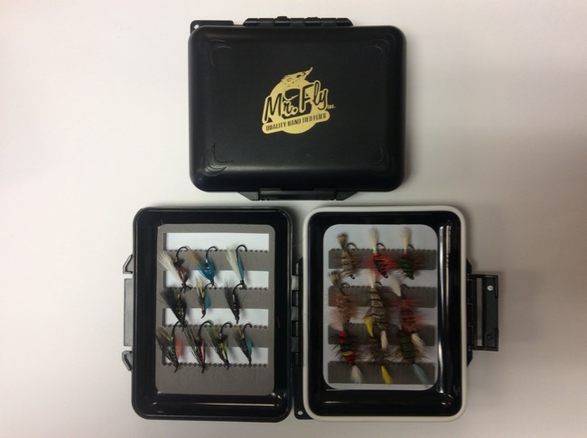 Mr Fly Waterproof & Floatable Fly Box w/ 18 Assorted Salmon Flies-0