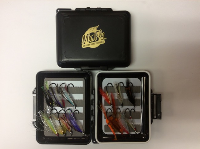 Mr Fly Waterproof & Floatable Fly Box w/ 14 Fall & Black Salmon Flies-0