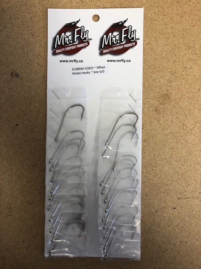 Eagle Claw Plain Shank Offset Nickel Hooks - Size 5/0 ~ 1 per pack / 24 per card-0